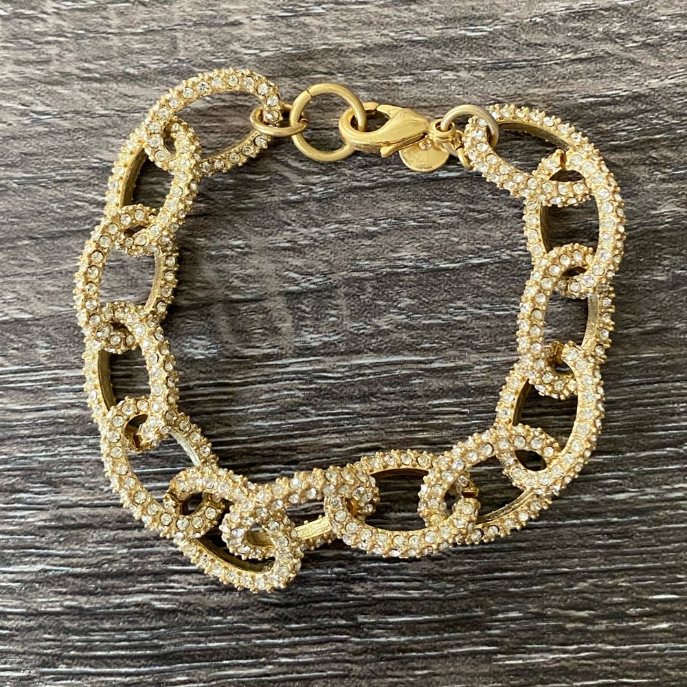 J Crew Pave Crystal Chain Bracelet